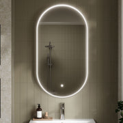 Nuie Columba Chrome LED touch sensor mirror in a modern bathroom