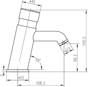 Nuie Commercial Mono Basin Mixer Chrome (TWS009) line drawing