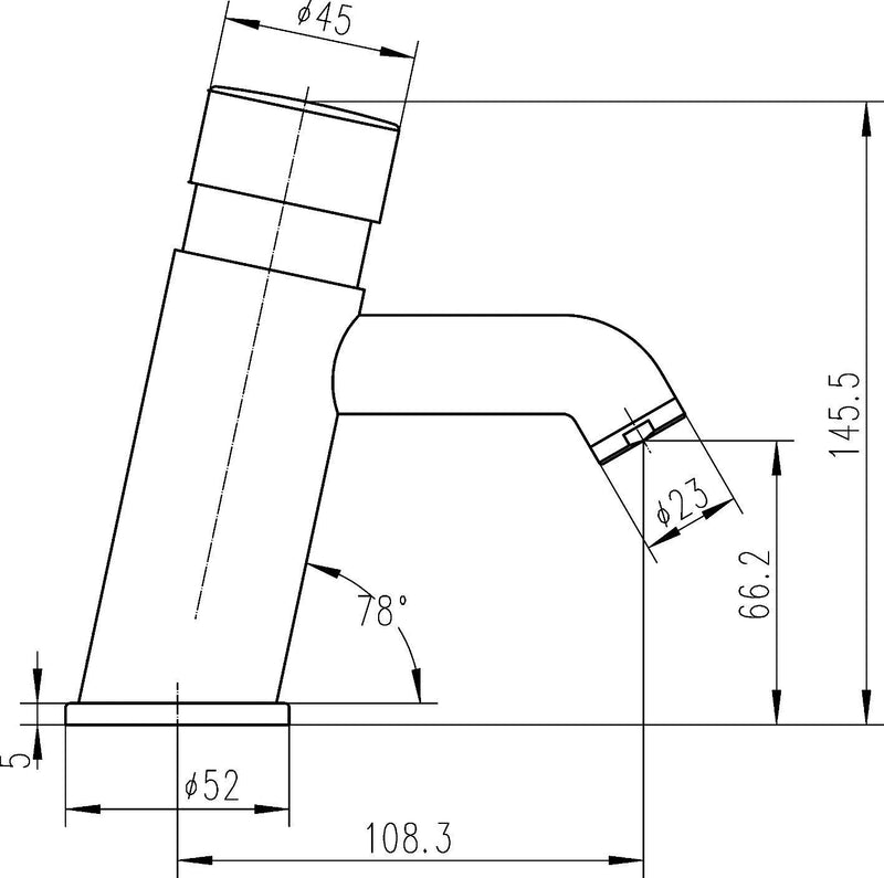 Nuie Commercial Mono Basin Mixer Chrome (TWS009) line drawing