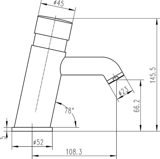 Nuie Commercial Mono Basin Mixer Chrome (TWS009) line drawing