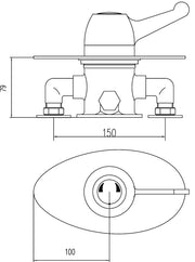 Nuie Commercial Thermostatic Shower Valve Chrome (VSQ4) line drawing