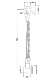 Nuie Compact Freeflow Bath Filler Chrome (E358) line drawing