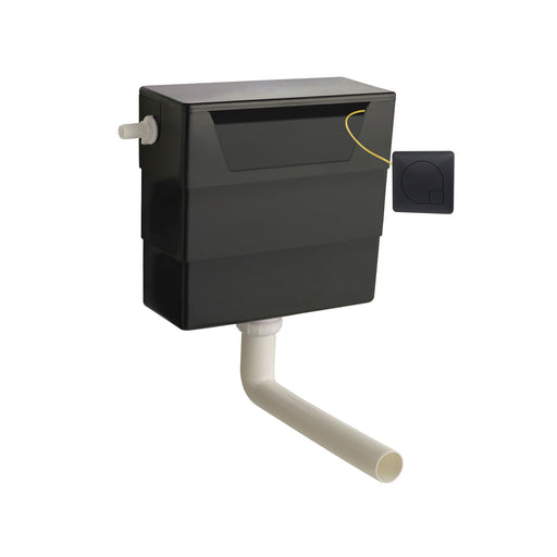 Nuie Concealed Cistern with Matt Black Contemporary Dual Flush Plate