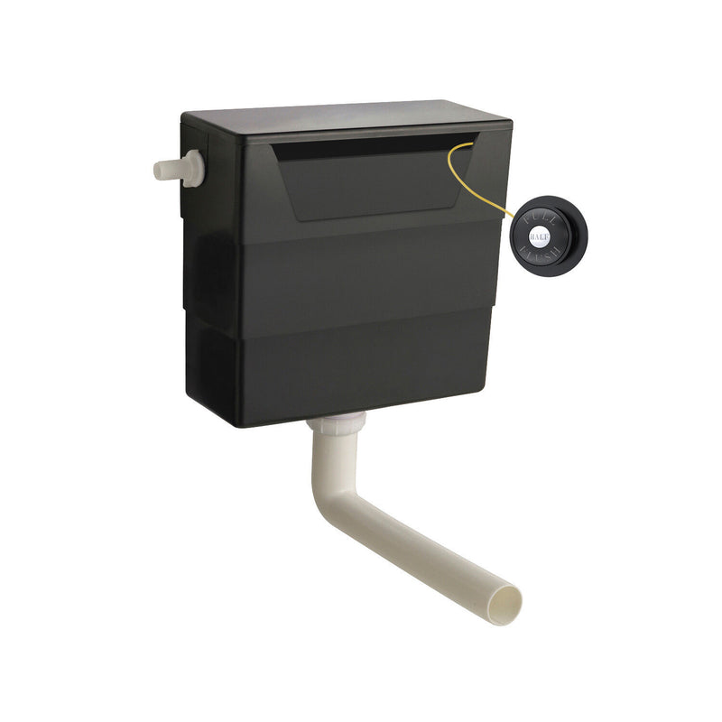 Nuie Concealed Cistern with Matt Black Traditional Dual Flush Plate