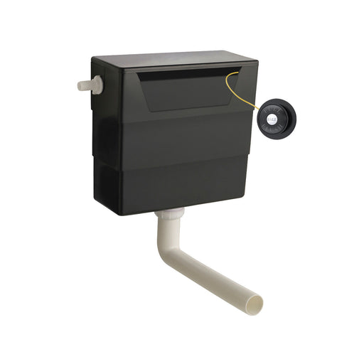 Nuie Concealed Cistern with Matt Black Traditional Dual Flush Plate