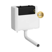 Nuie Concealed Cistern with Square Brushed Brass Traditional Dual Flush Plate Bottom Inlet