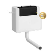 Nuie Concealed Cistern with Square Brushed Brass Traditional Dual Flush Plate Side Inlet
