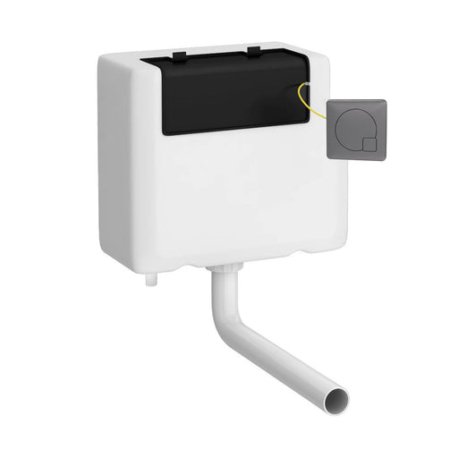 Nuie Concealed Cistern with Square Brushed Pewter Dual Flush Plate Bottom Inlet