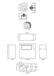 Nuie Concealed Cistern with Square Chrome Dual Flush Plate Bottom Inlet dimensioned line drawing