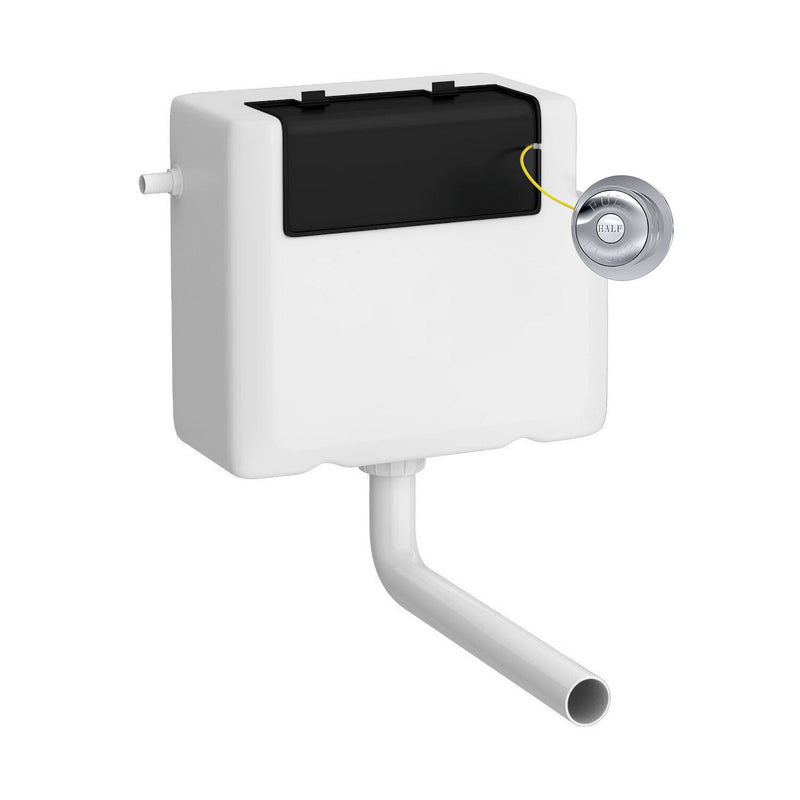 Nuie Concealed Cistern with Square Chrome Traditional Dual Flush Plate Side Inlet