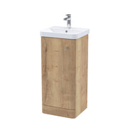 Nuie Core 400mm 1 door floor standing vanity unit with basin in Autumn Oak