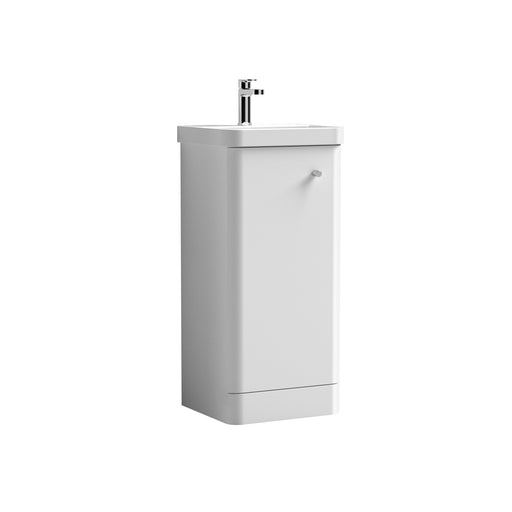 Nuie Core 400mm 1 door floor standing vanity unit with basin in Gloss White
