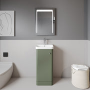 Nuie Core 400mm floor standing vanity unit in Satin Green - bathroom lifestyle setting