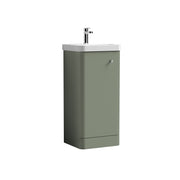 Nuie Core 400mm 1 door floor standing vanity unit with basin in Satin Green