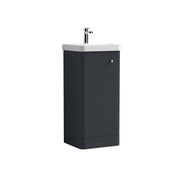 Nuie Core 400mm 1 door floor standing vanity unit with basin in Soft Black