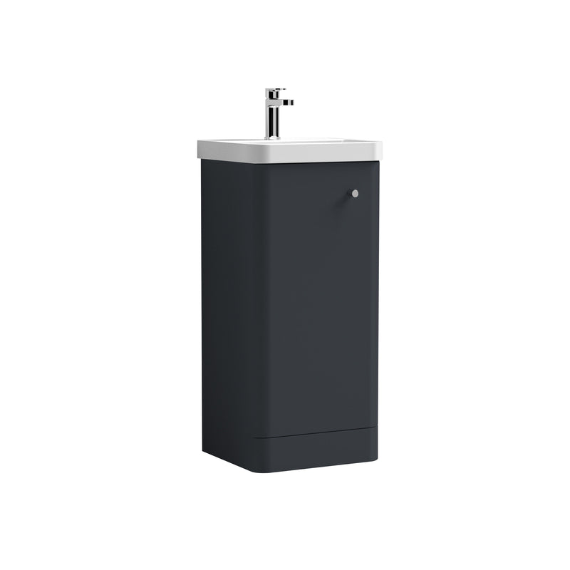 Nuie Core 400mm 1 door floor standing vanity unit with basin in Soft Black