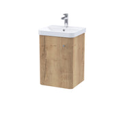 Nuie Core 400mm 1 door wall hung vanity unit with basin in Autumn Oak