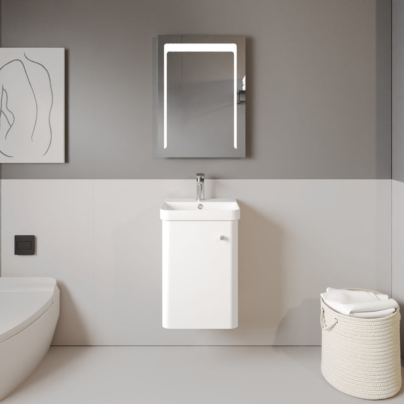 Nuie Core 400mm wall hung vanity unit in Gloss White - bathroom lifestyle setting
