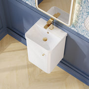 Nuie Core 400mm wall hung vanity unit in Gloss White - bathroom lifestyle setting