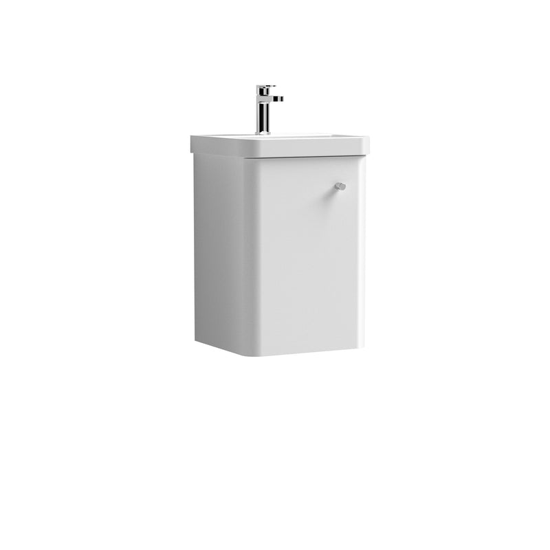 Nuie Core 400mm 1 door wall hung vanity unit with basin in Gloss White