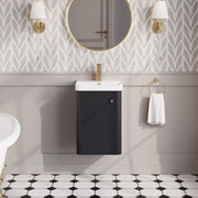 Nuie Core 400mm wall hung vanity unit in Soft Black - bathroom lifestyle setting