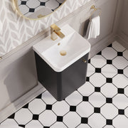 Nuie Core 400mm wall hung vanity unit in Soft Black - bathroom lifestyle setting