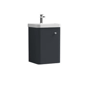 Nuie Core 400mm 1 door wall hung vanity unit with basin in Soft Black