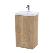 Nuie Core 500mm 2 door floor standing vanity unit with basin in Autumn Oak