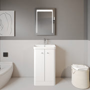 Nuie Core 500mm floor standing vanity unit in Gloss White - bathroom lifestyle setting
