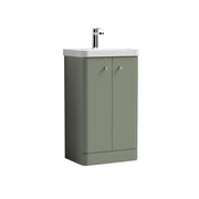 Nuie Core 500mm 2 door floor standing vanity unit with basin in Satin Green