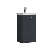 Nuie Core 500mm 2 door floor standing vanity unit with basin in Soft Black