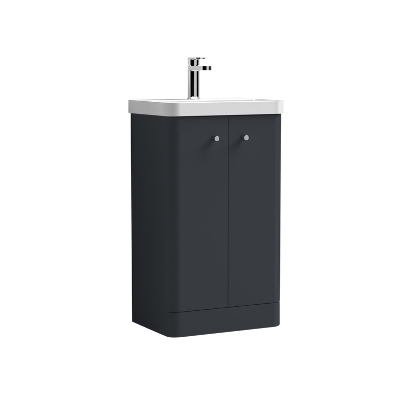 Nuie Core 500mm 2 door floor standing vanity unit with basin in Soft Black
