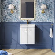 Nuie Core 500mm wall hung vanity unit in Gloss White - bathroom lifestyle setting