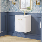 Nuie Core 500mm wall hung vanity unit in Gloss White - bathroom lifestyle setting