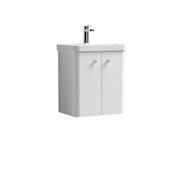 Nuie Core 500mm 2 door wall hung vanity unit with basin in Gloss White