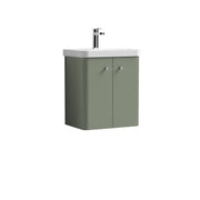 Nuie Core 500mm 2 door wall hung vanity unit with basin in Satin Green