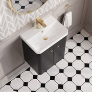 Nuie Core 500mm wall hung vanity unit in Soft Black - bathroom lifestyle setting