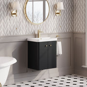 Nuie Core 500mm wall hung vanity unit in Soft Black - bathroom lifestyle setting