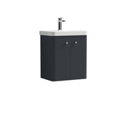 Nuie Core 500mm 2 door wall hung vanity unit with basin in Soft Black