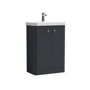 Nuie Core 600mm 2 door floor standing vanity unit with basin in Soft Black
