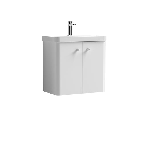 Nuie Core 600mm 2 door wall hung vanity unit with basin in Gloss White