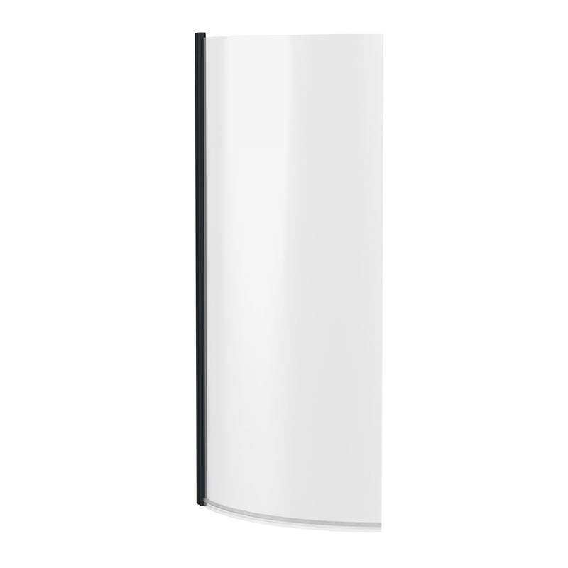 Nuie Curved Bath Screen - Matt Black P-Shape Hinged