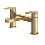 Nuie Cyprus deck mounted bath filler in brushed brass with fluted lever detailing (BIN803F)