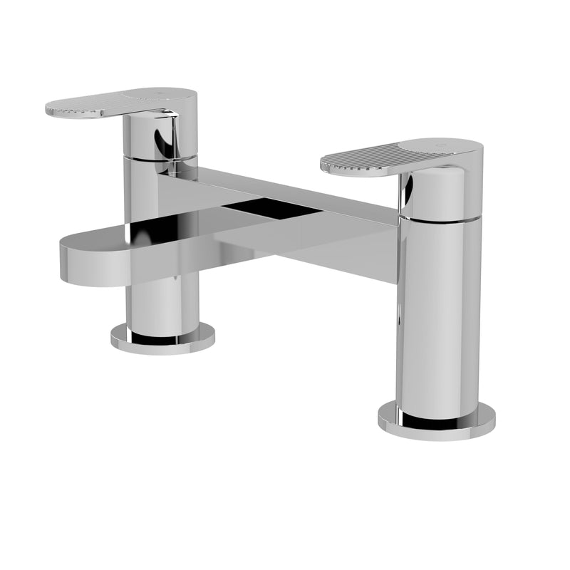 Nuie Cyprus deck mounted bath filler in chrome with fluted lever detailing (BIN303F)