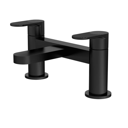 Nuie Cyprus deck mounted bath filler in matt black with fluted lever detailing (BIN403F)