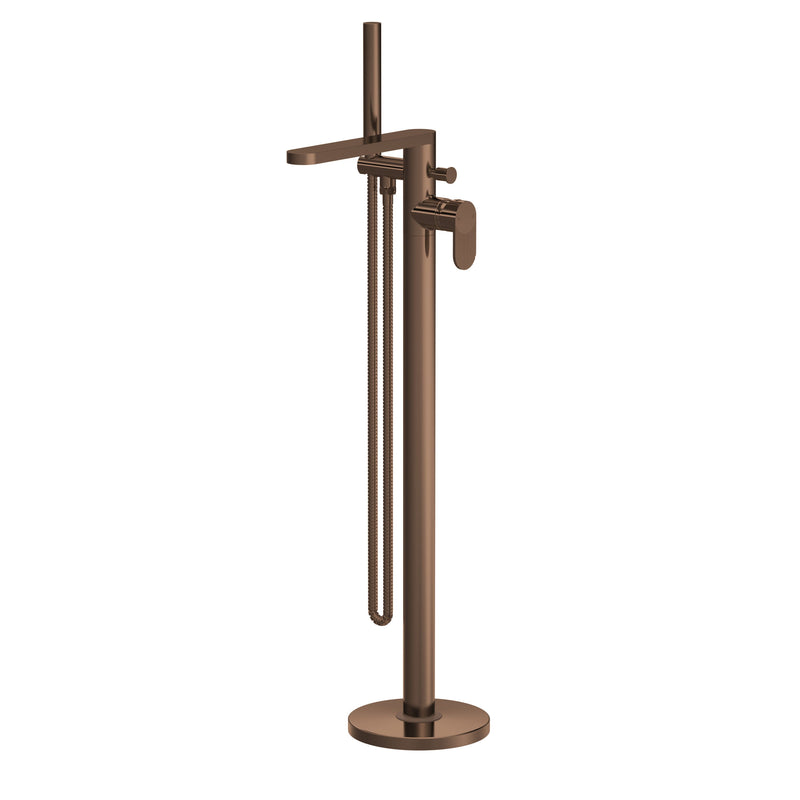 Nuie Cyprus freestanding bath shower mixer in brushed bronze with fluted lever detailing (BIN1521F)