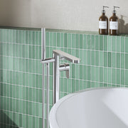 Nuie Cyprus freestanding bath shower mixer in chrome lifestyle bathroom setting (BIN321F)