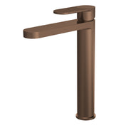 Nuie Cyprus high rise mono basin mixer in brushed bronze with fluted lever detailing (BIN1570F)