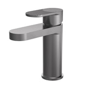 Nuie Cyprus mono basin mixer with push button waste in brushed pewter with fluted lever detailing (BIN705F)