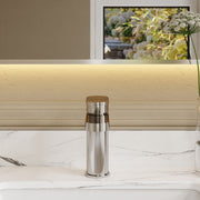 Nuie Cyprus mono basin mixer with push button waste in chrome lifestyle bathroom setting (BIN305F)